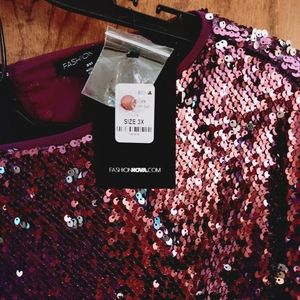 Fashion Nova Plus Size Sequined Pant Set